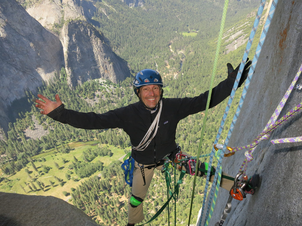 Man bouldering above ground